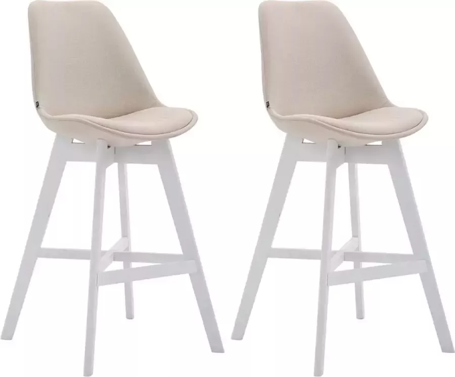 Clp Cannes Set van 2 barkrukken Stof creme Kleur onderstel: wit