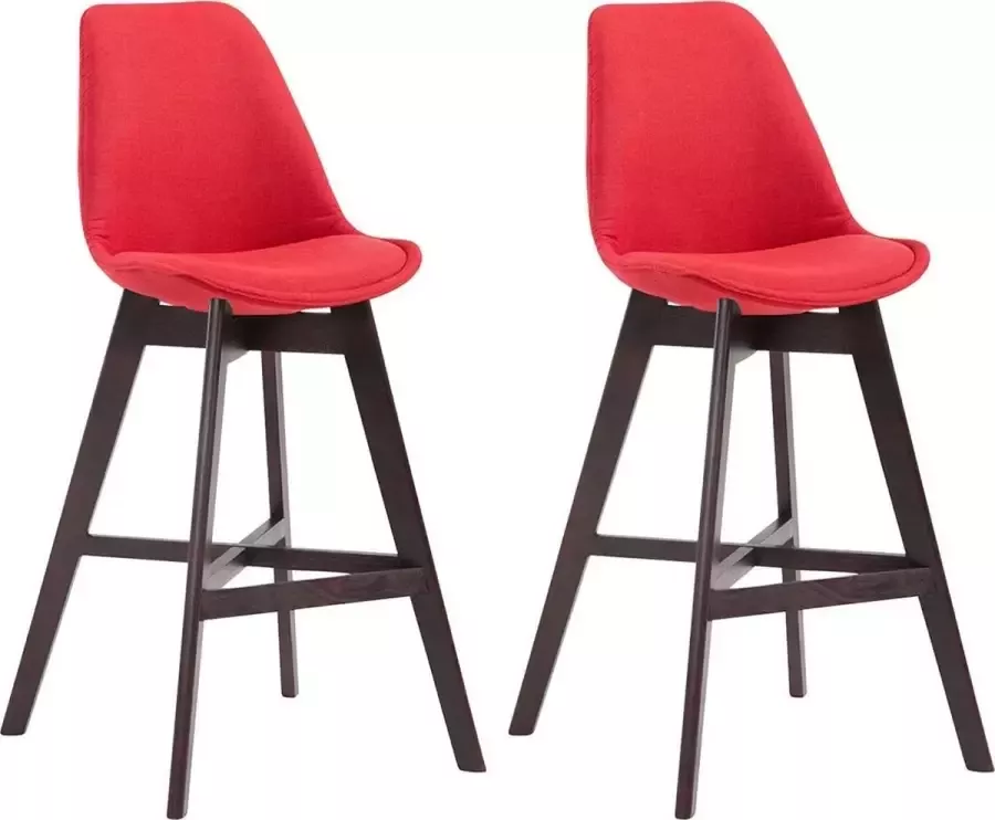 Clp Cannes Set van 2 barkrukken Stof rood Kleur onderstel: cappuccino