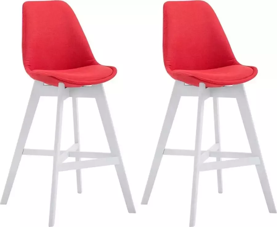 Clp Cannes Set van 2 barkrukken Stof rood Kleur onderstel: wit