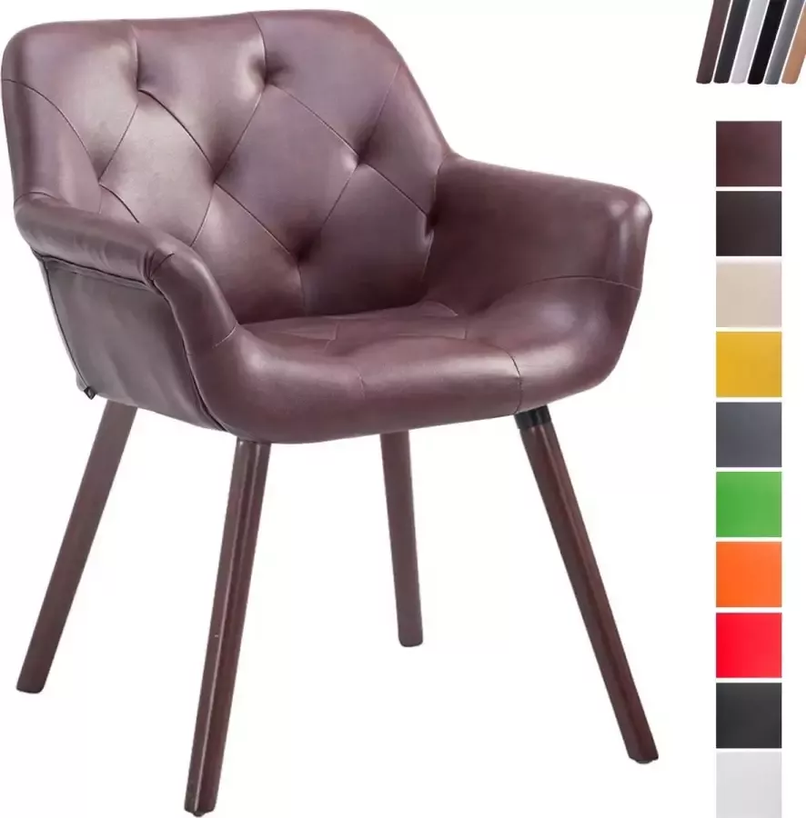 Clp Cassidy Eetkamerstoel Kunstleer bordeauxrood walnoot