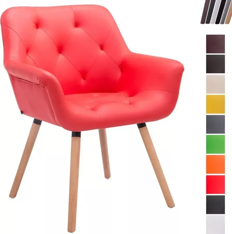 Clp Cassidy Eetkamerstoel Kunstleer rood natura (eik)