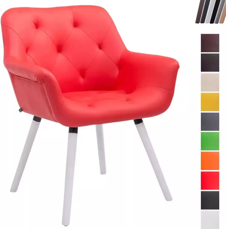 Clp Cassidy Eetkamerstoel Kunstleer rood wit (eik)