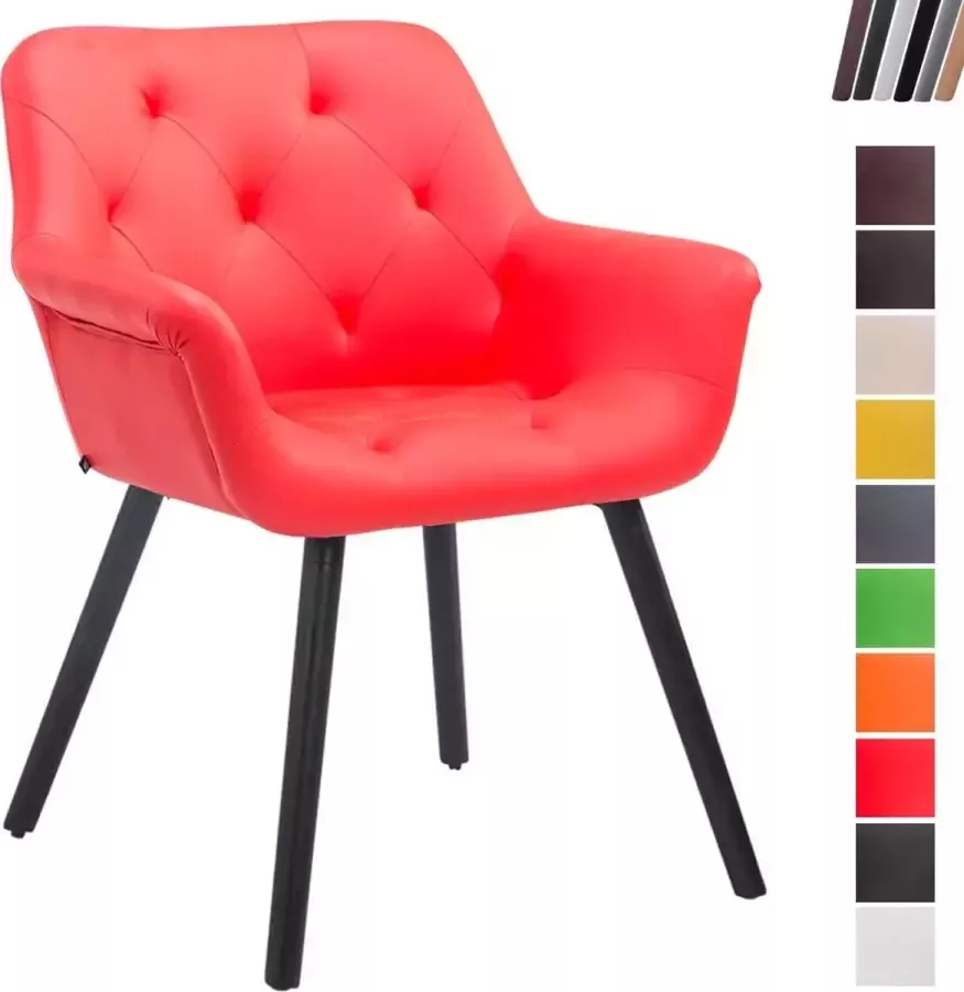 Clp Cassidy Eetkamerstoel Kunstleer rood zwart (eik)