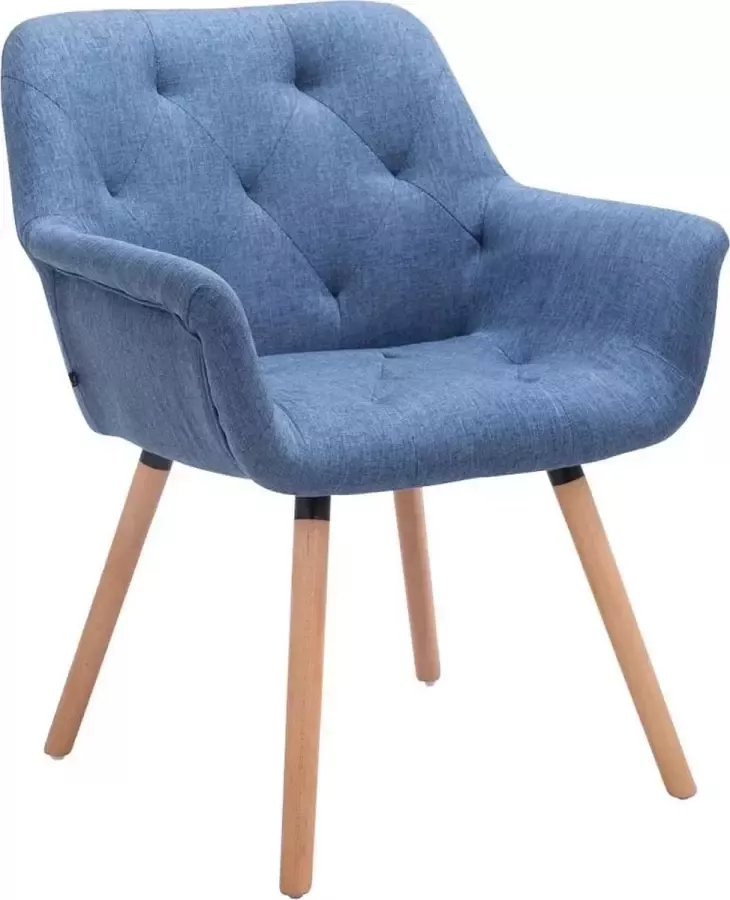 Clp Cassidy Eetkamerstoel Stof Blauw houten onderstel kleur natura