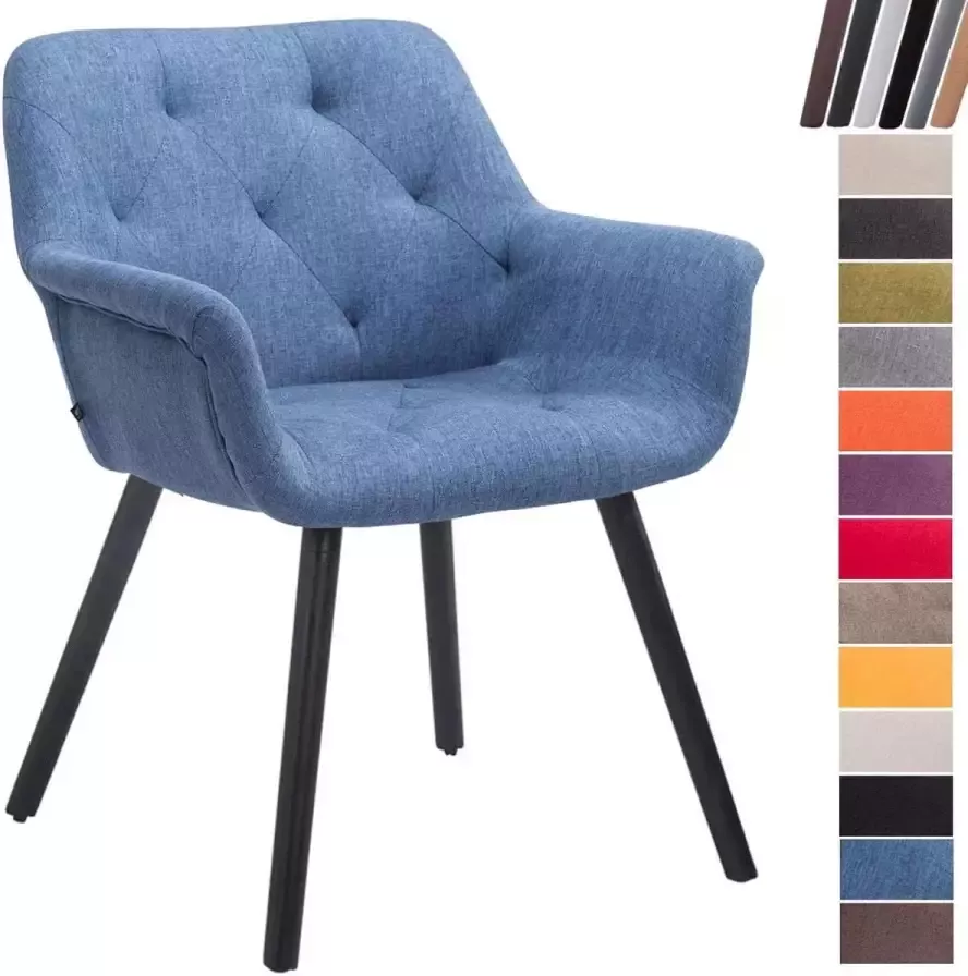 Clp Cassidy Eetkamerstoel Stof Blauw houten onderstel kleur zwart