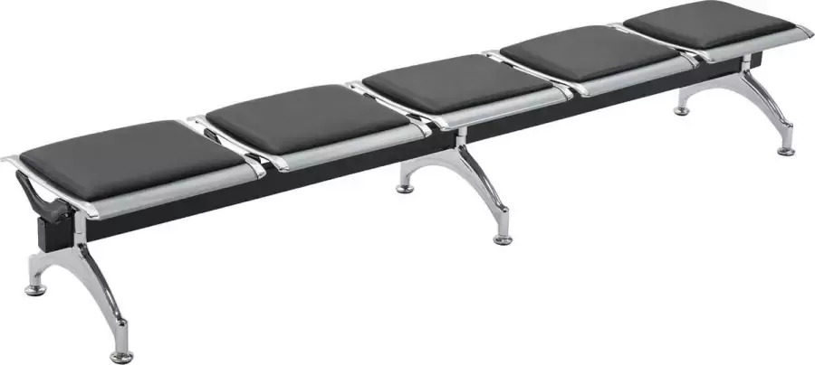 Clp Centraal 5 persoons wachtbank Kunstleer zwart zilver