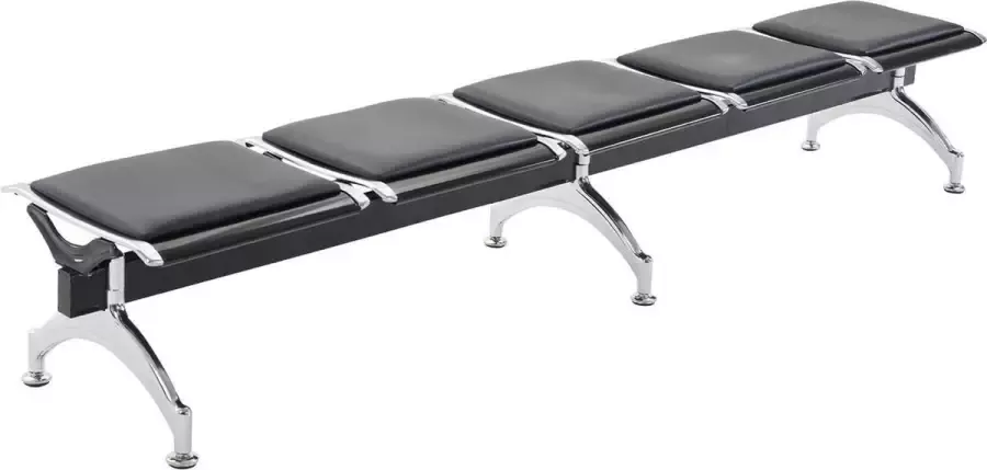 Clp Centraal 5 persoons wachtbank Kunstleer Zwart zwart