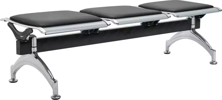 Clp Centraal Wachtbank Kunstleer zwart zilver 170 x 50 cm (3er)