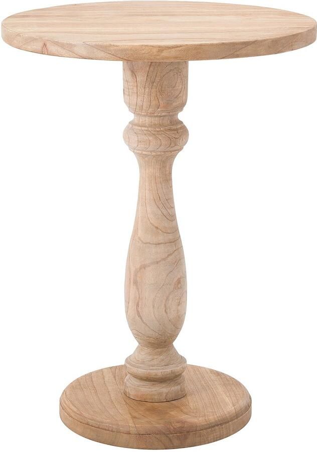 CLP Adamsville Bijzettafel rond hout 50 cm diameter voor woonkamer en eetkamer Mindihout met tafelblad natura