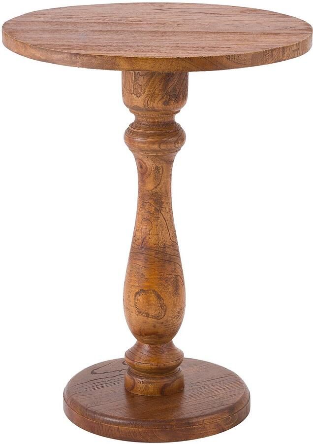 CLP Adamsville Bijzettafel rond hout 50 cm diameter voor woonkamer en eetkamer Mindihout met tafelblad bruin