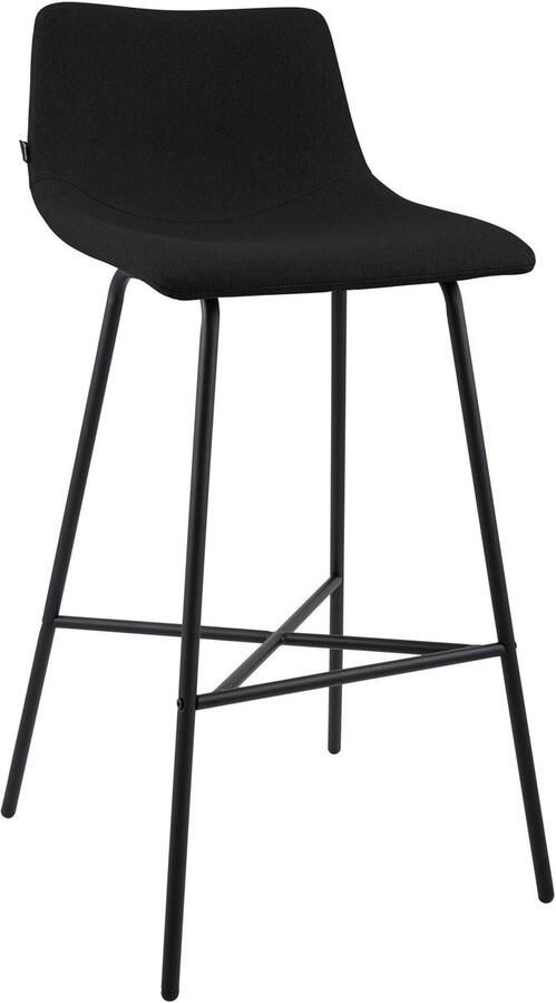 CLP Altona Barkruk met rugleuning en voetsteun zwart metalen frame modern Scandinavisch keukenbarkruk zwart zwart