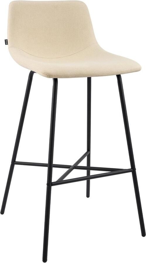 CLP Altona Barkruk met rugleuning en voetsteun zwart metalen frame modern Scandinavisch keukenbarkruk zwart creme