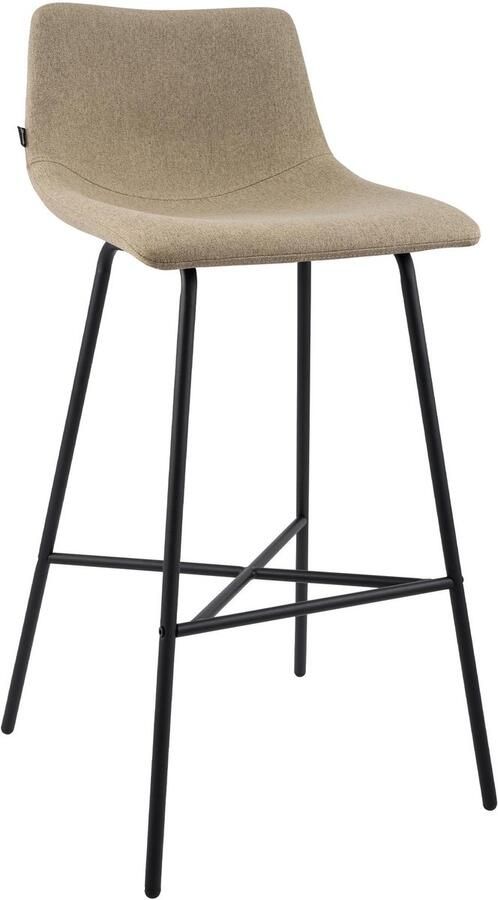 CLP Altona Barkruk met rugleuning en voetsteun zwart metalen frame modern Scandinavisch keukenbarkruk zwart taupe