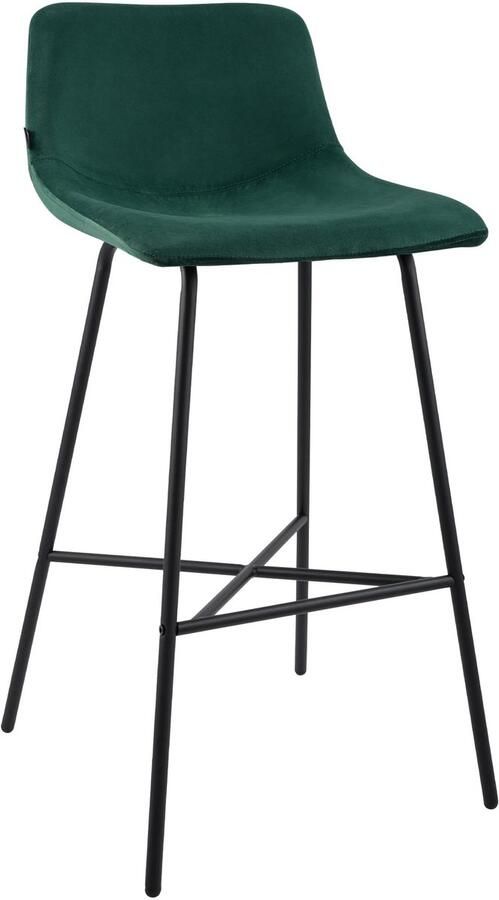 CLP Altona Barkruk met rugleuning en voetsteun zwart metalen frame modern Scandinavisch keukenbarkruk zwart groen