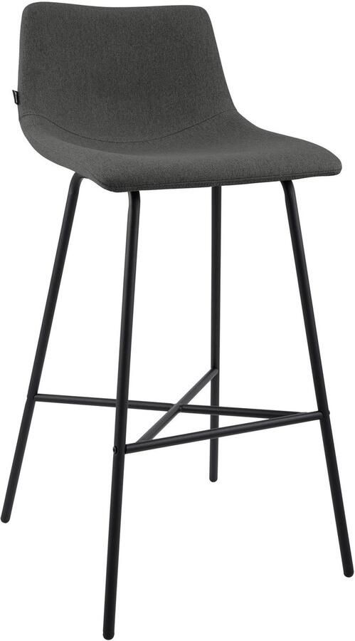 CLP Altona Barkruk met rugleuning en voetsteun zwart metalen frame modern Scandinavisch keukenbarkruk zwart donkergrijs