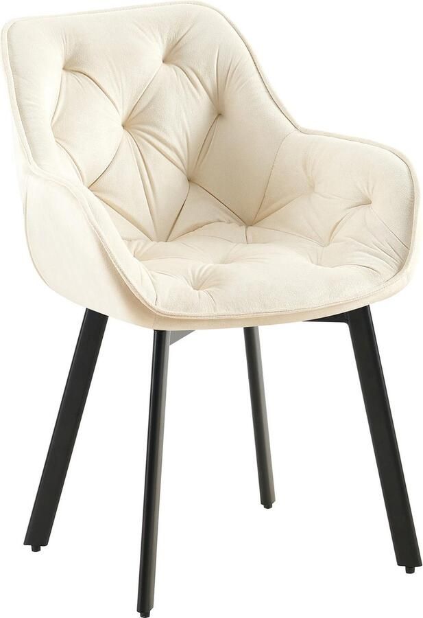 CLP Antigo Eetkamerstoel Met armleuning Metalen frame Velvet Fluweel creme