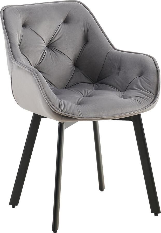 CLP Antigo Eetkamerstoel Met armleuning Metalen frame Fluweel Velvet donkergrijs