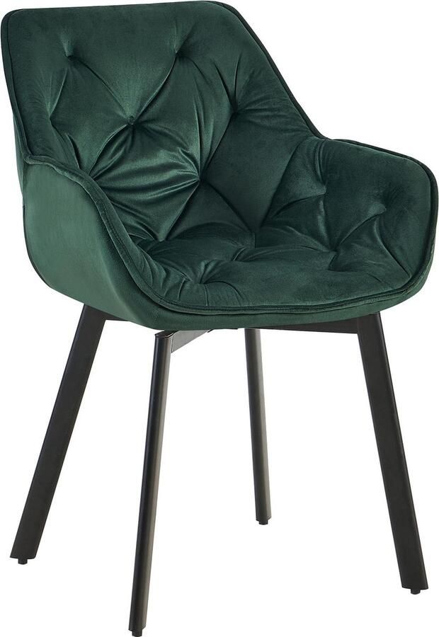CLP Antigo Eetkamerstoel Met armleuning Metalen frame Velvet Fluweel groen