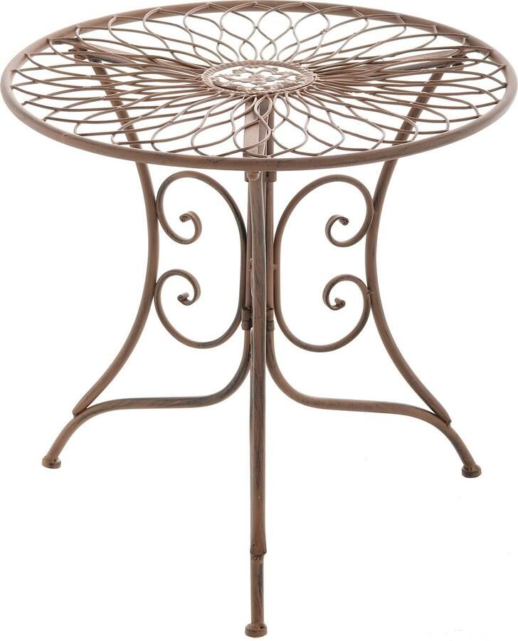 Clp Ariano Bijzettafel buiten Rond balkontafel Art Nouveau stijl weerbestendig tafeltje Diameter 55 cm metaal antiek bruin