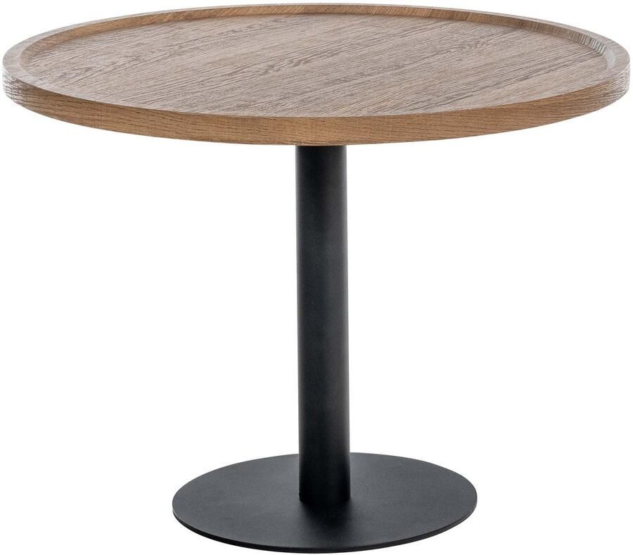 CLP Aspen bijzettafel rond salontafel houten blad mat zwart metalen onderstel Ø 40cm hoogte: 42 cm bruin