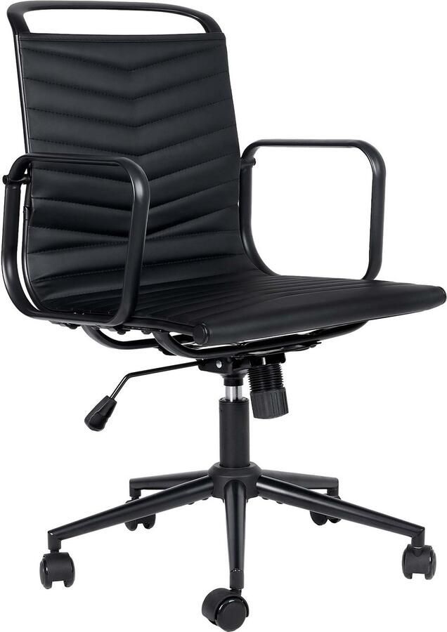 CLP Baker Bureaustoel ergonomische verstelbaar in hoogte kantelmechanisme belastbaar tot 150 kg kunstleer zwart