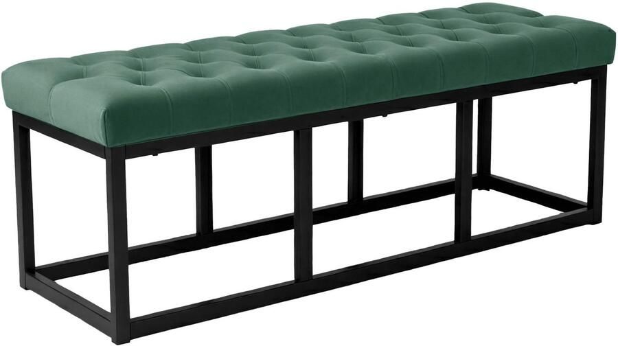 CLP Bank Polson Gestikte Zitbank Metalen Frame Mat Zwart 200 kg Belastbaar Modern Design groen