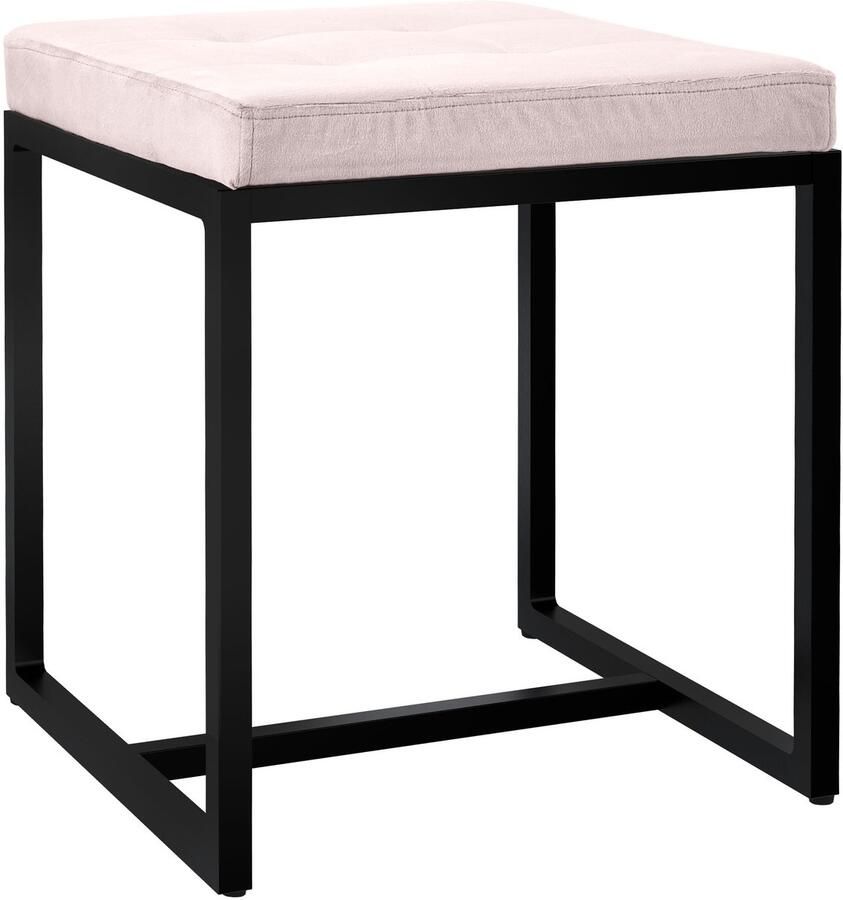 CLP Barci kruk met bekleding en zwart ijzeren frame Fluweel creme