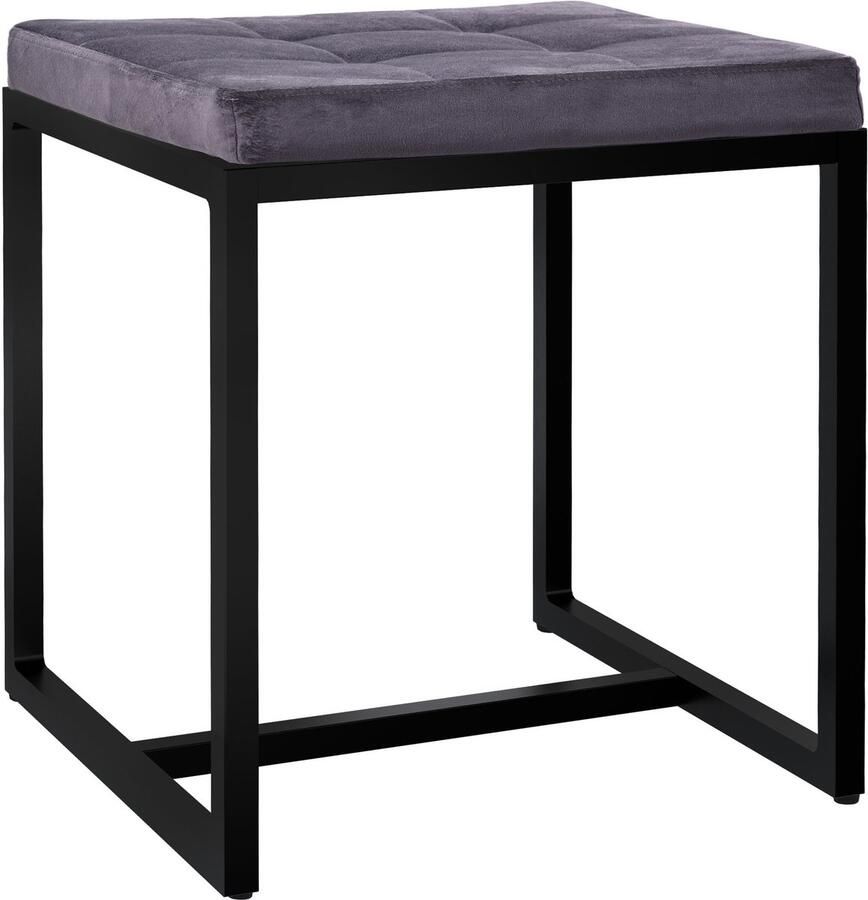 CLP Barci kruk met bekleding en zwart ijzeren frame Fluweel donkergrijs