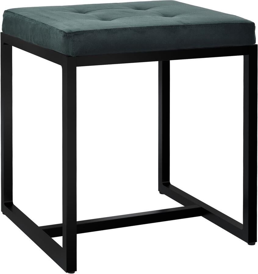 CLP Barci kruk met bekleding en zwart ijzeren frame Fluweel groen