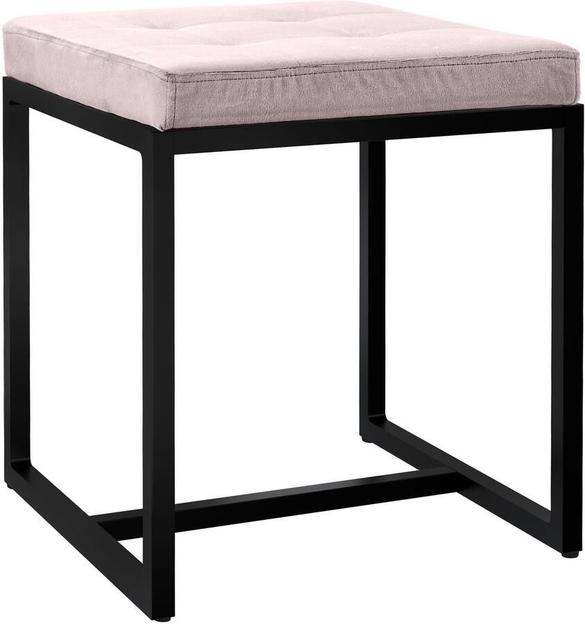 CLP Barci kruk met bekleding en zwart ijzeren frame Fluweel licht grijs