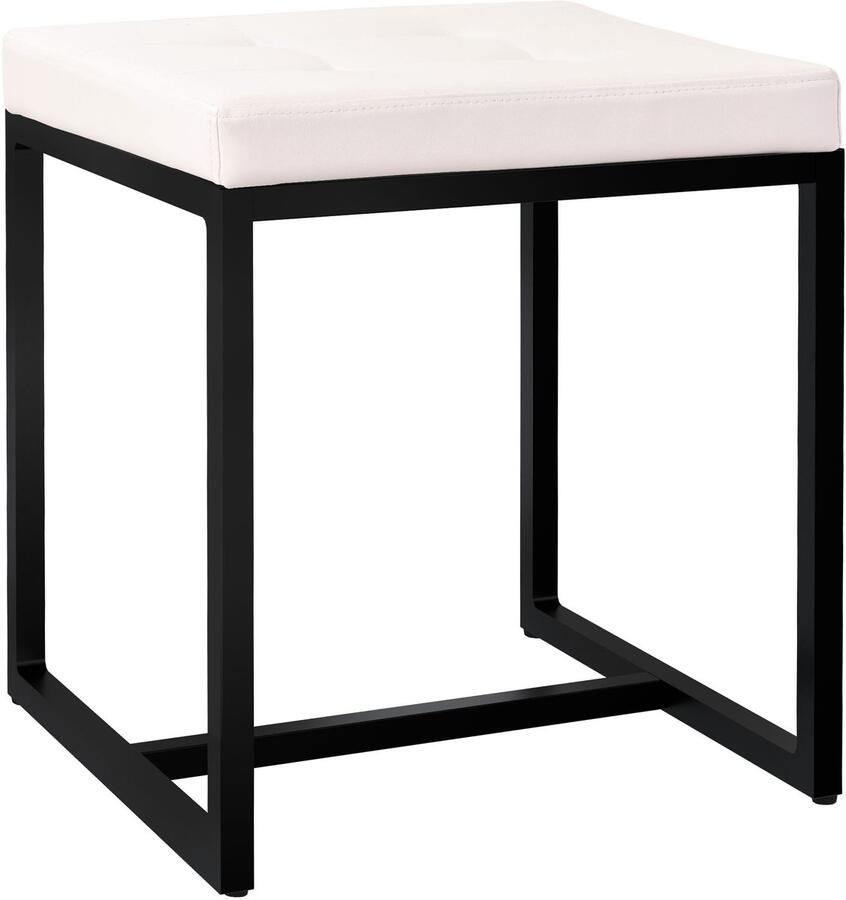 CLP Barci kruk met bekleding en zwart ijzeren frame Kunstleer creme