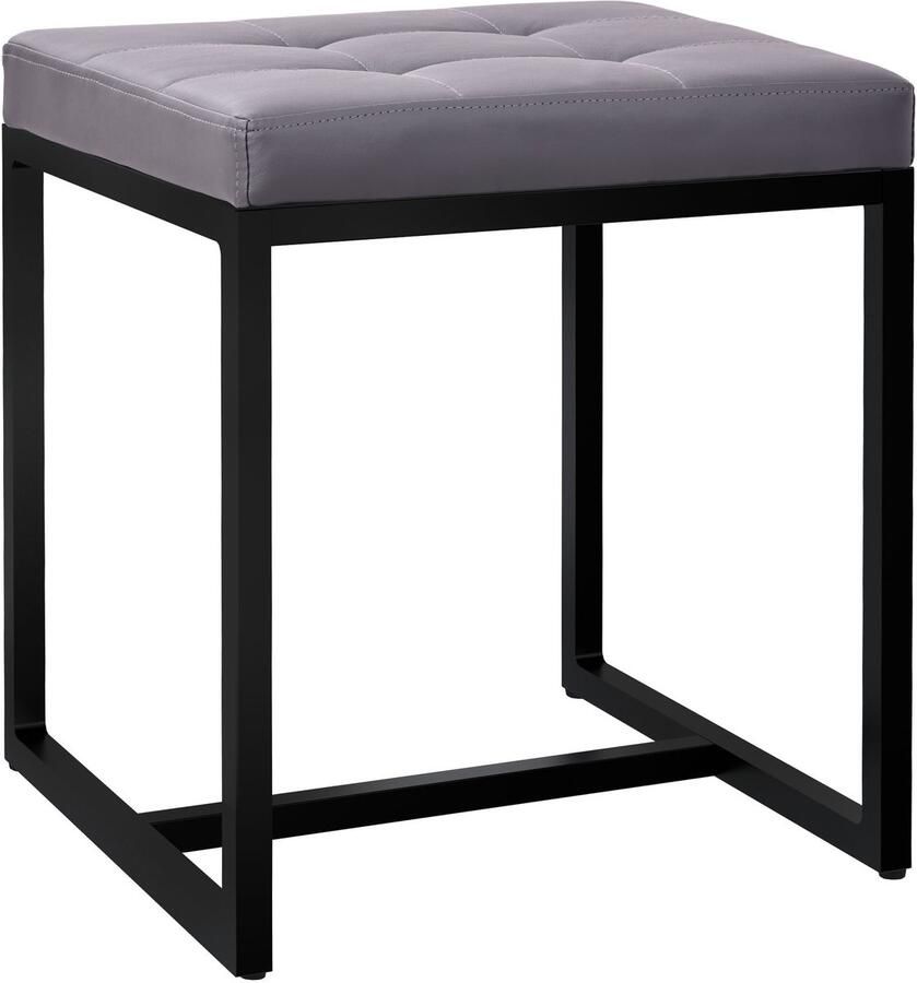 CLP Barci kruk met bekleding en zwart ijzeren frame Kunstleer grijs