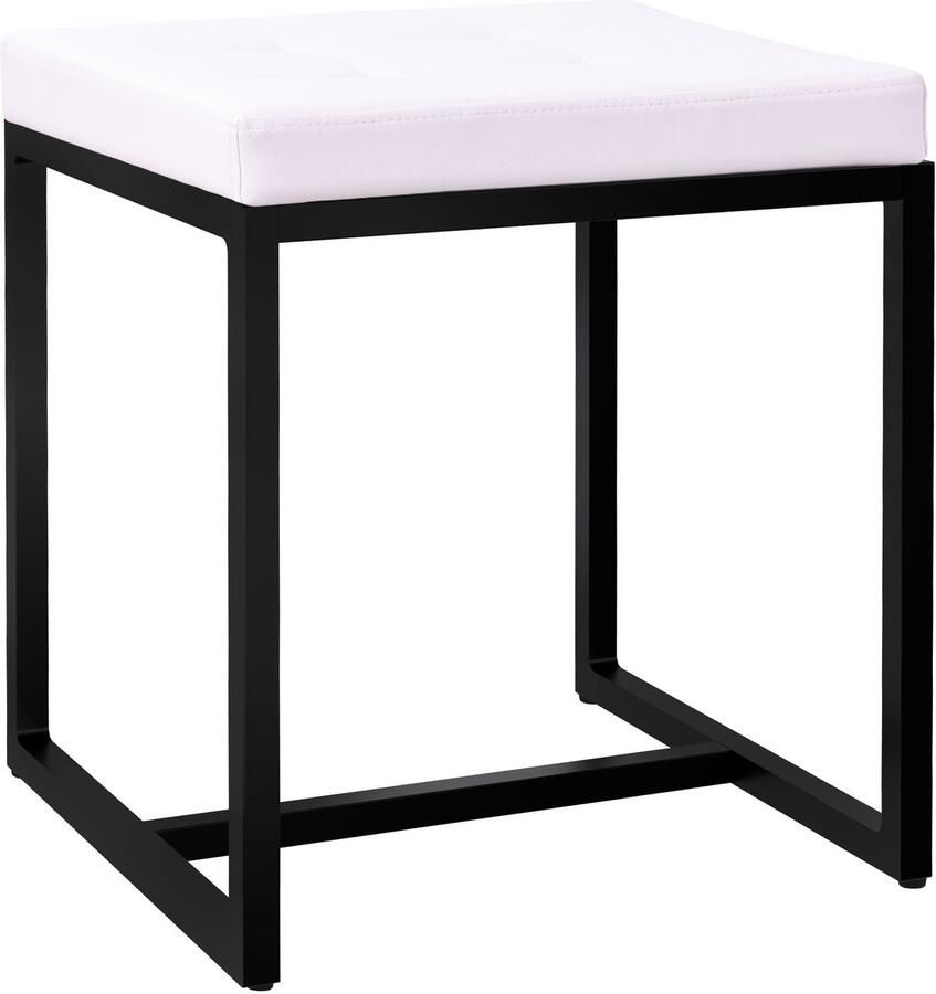 CLP Barci kruk met bekleding en zwart ijzeren frame Kunstleer wit