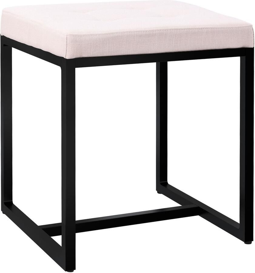 CLP Barci kruk met bekleding en zwart ijzeren frame Stof creme