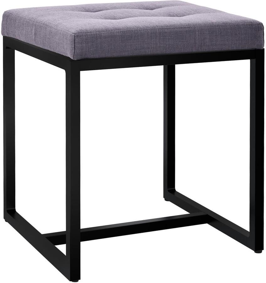 CLP Barci kruk met bekleding en zwart ijzeren frame Stof donkergrijs