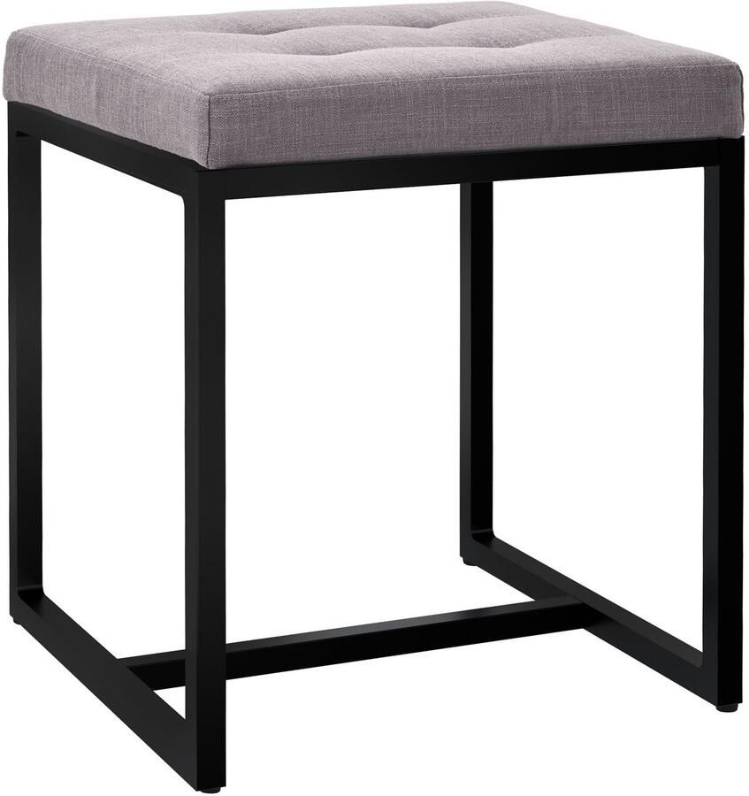 CLP Barci kruk met bekleding en zwart ijzeren frame Stof grijs