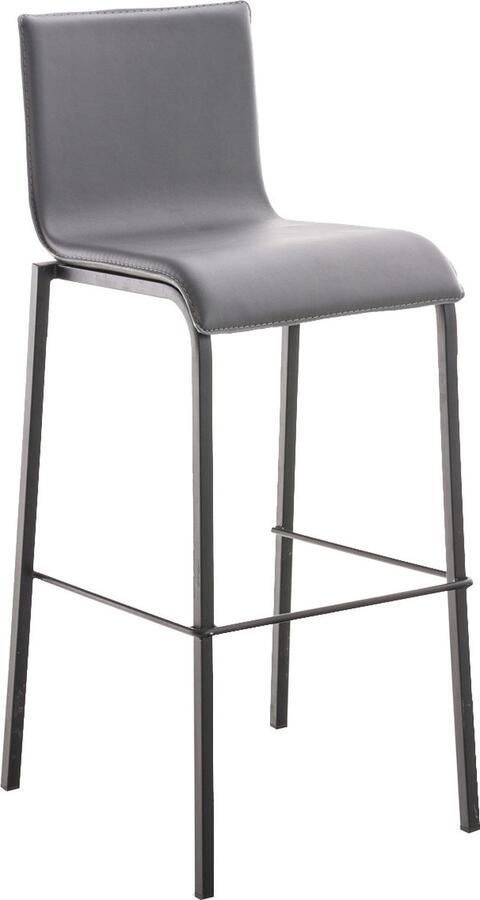 CLP Barkruk Avola Flach B78 Moderne Design Barkruk met Rugleuning Kunstleer & Zwart Metalen Frame grijs zwart