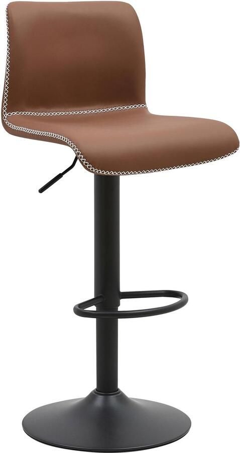 CLP Barkruk Henchy met rugleuning in hoogte verstelbaar en draaibaar met voetsteun kunstleer bruin mat zwart