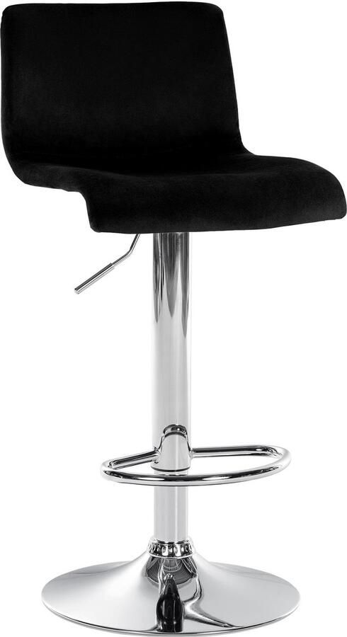 CLP Barkruk Hover met rugleuning verstelbaar draaibar metalen frame fluweel chroom zwart