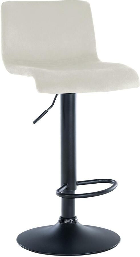 CLP Barkruk Hover met rugleuning verstelbaar draaibar metalen frame fluweel zwart creme