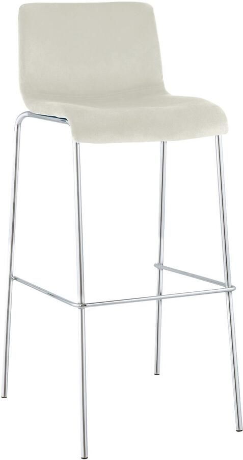 CLP Barkruk Hover met rugleuning vierpoot frame Chroom velvet fluweel creme chroom