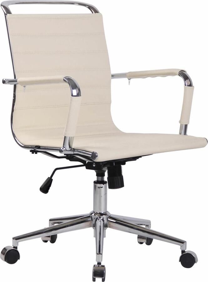 Clp Barton Bureaustoel Ergonomisch Met armleuningen Kunstleer creme Echt leer