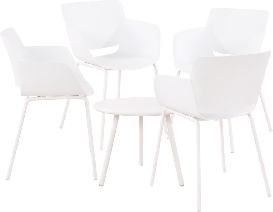 Clp Berena Tuinset Set bestaande uit Berea tafel en Alpena stoelen weerbestendig UV-bestendig wit 4 stoelen