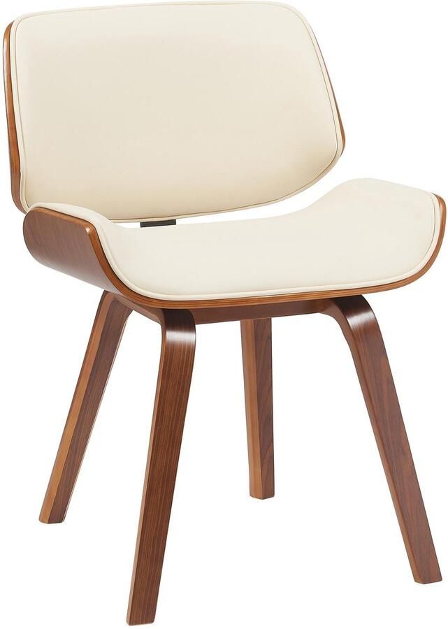 CLP Beverley Eetkamerstoel met houten poten klassiek met rugleuning kunstleer walnoot creme