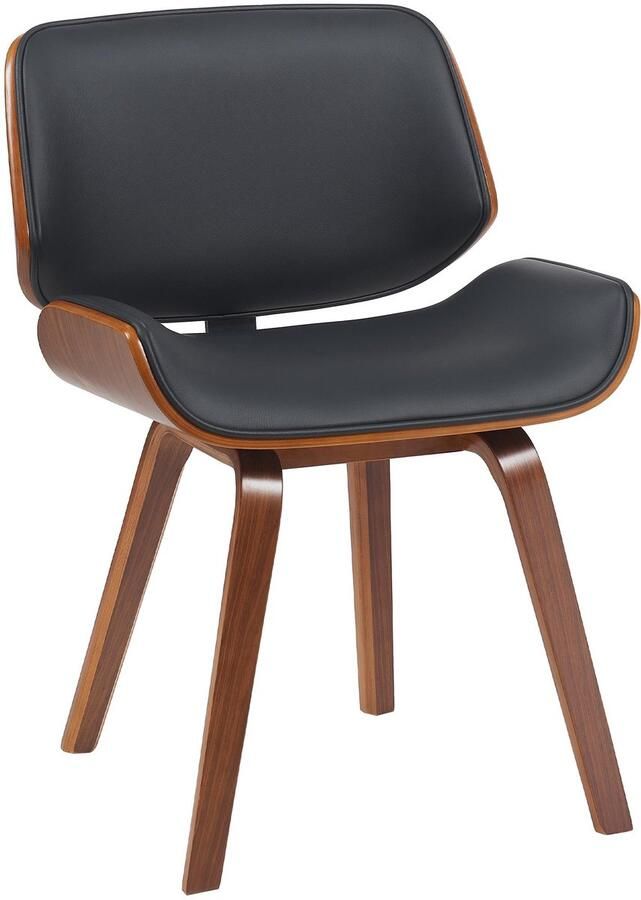 CLP Beverley Eetkamerstoel met houten poten klassiek met rugleuning kunstleer walnoot zwart