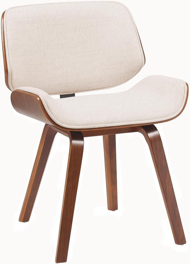 CLP Beverley Eetkamerstoel met houten poten klassiek met rugleuning Stof walnoot creme