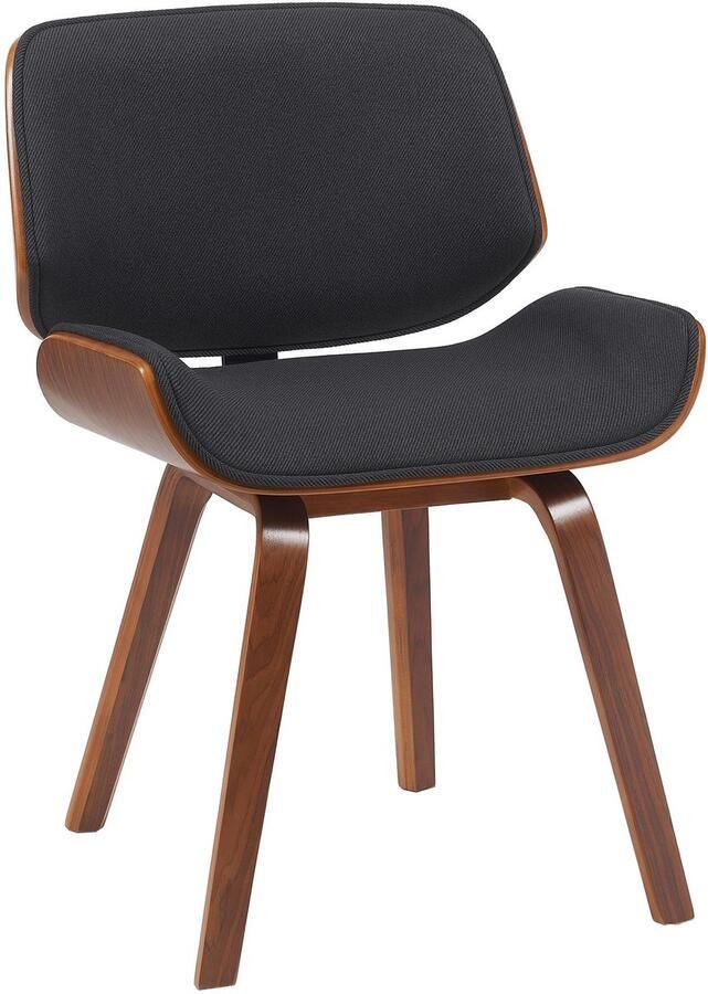 CLP Beverley Eetkamerstoel met houten poten klassiek met rugleuning Stof walnoot zwart