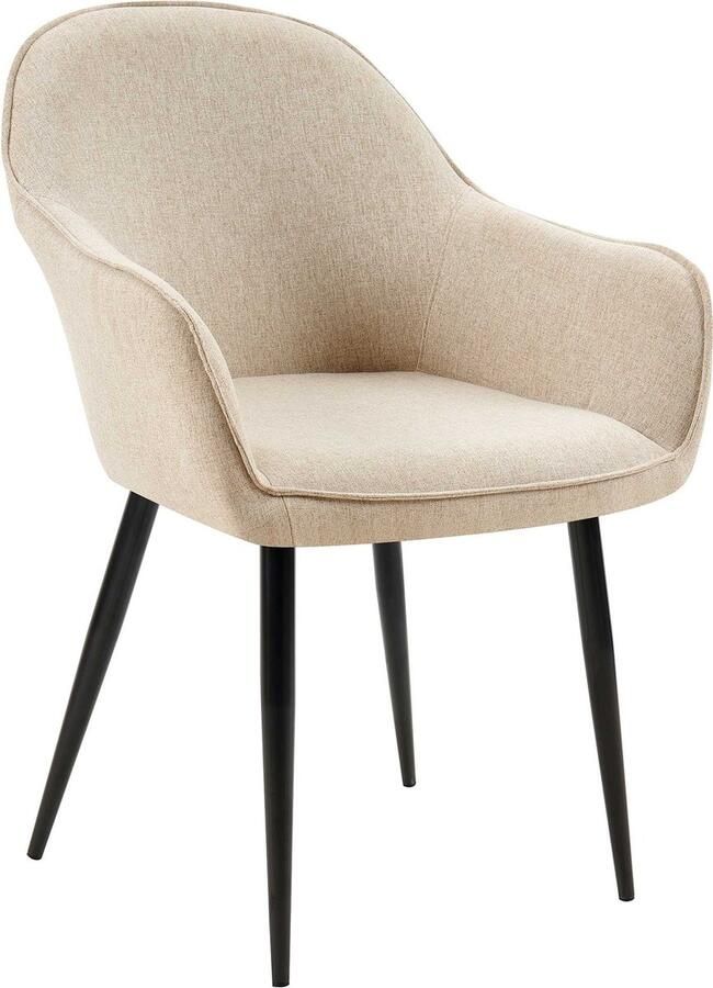 CLP Boise Eetkamerstoel Met armleuning Metalen frame Stof taupe