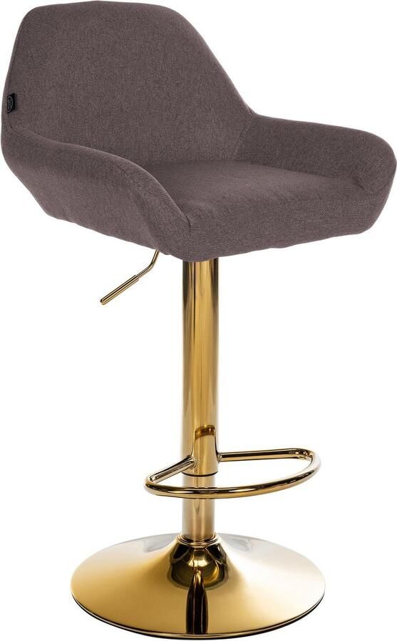 CLP Braga Barkruk Met rugleuning Met gouden frame Verstelbaar Stof bruin