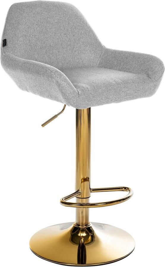 Clp Braga Barkruk Met rugleuning Met gouden frame Verstelbaar Stof grijs